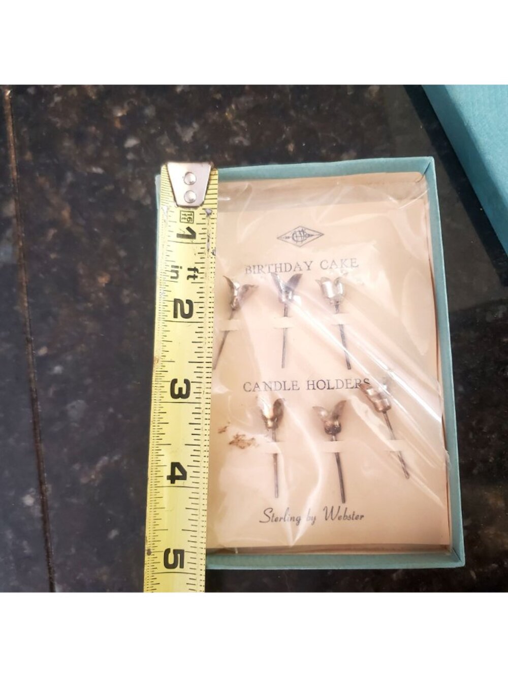 6 Vintage small Sterling silver anniversary/birthday cake candle holders